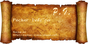 Pecker Ivána névjegykártya